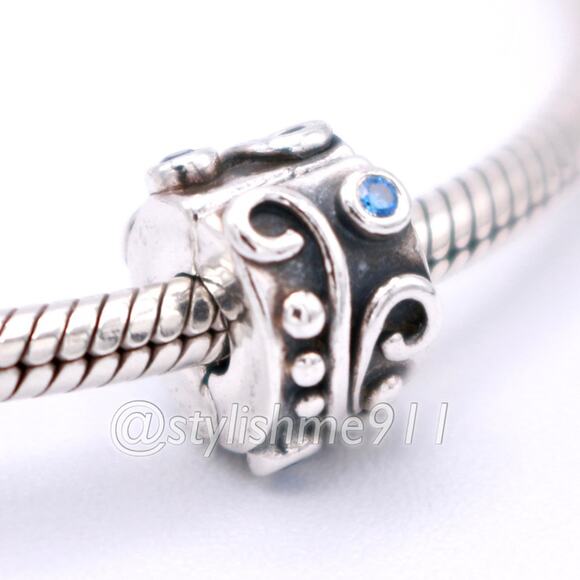 Authentic PANDORA Tendril Blue CZ Clip - 790380CZB - Picture 2 of 11